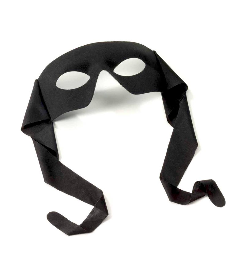 Rubies Masked Man Black Mask with Ties for Adults, Unisex No Size